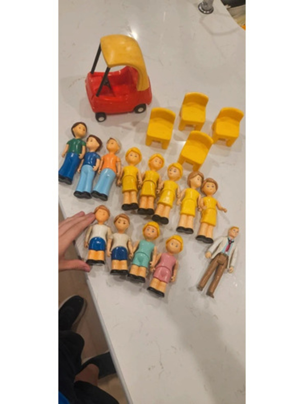 Vintage Little Tikes Dollhouse Family Figures, Cozy Coupe & Chairs Lot